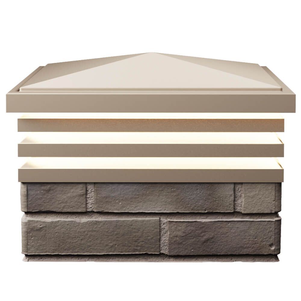 Колпак Zking Бона ХайТек Бежевый на столб 1.5х1.5 кирпича (385х385мм) с подсветкой в Калуге фото
