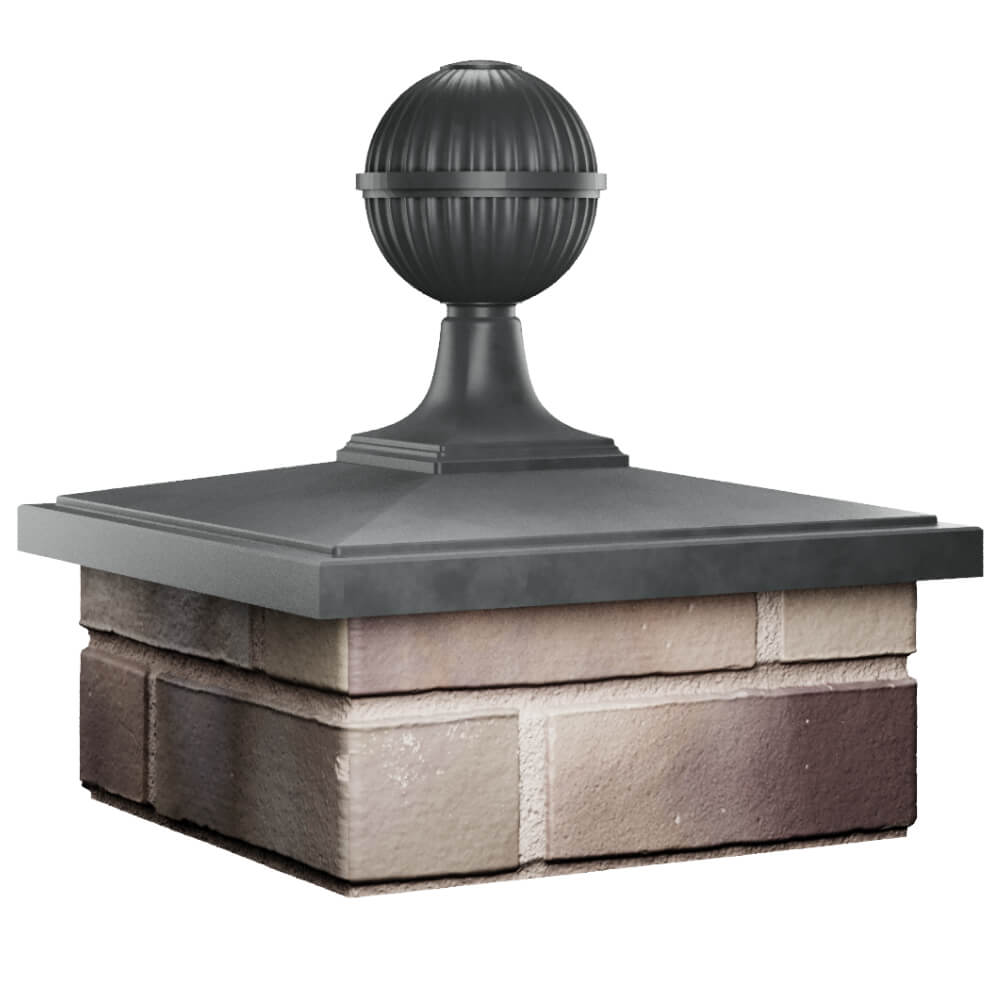 Колпак Zking БонаМоно Серый с шаром на столб 1.5х1.5 кирпича (385х385, 400х400мм) в сборе в Калуге фото