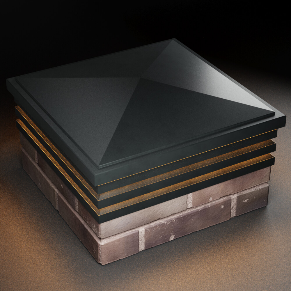 Колпак Zking Бона ХайТек Черный на столб 2х2 кирпича (513х513мм) с подсветкой в Калуге фото