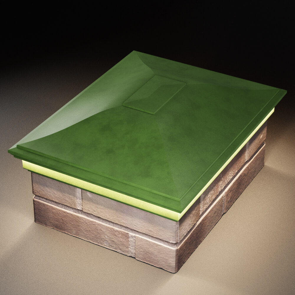 Колпак Zking Монблан Зеленый на столб 2х1.5 кирпича (515х385мм) c подсветкой в Калуге фото