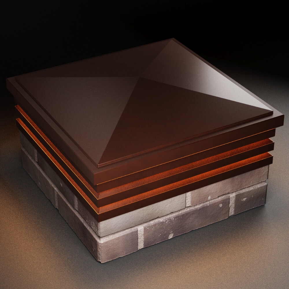 Колпак Zking Бона ХайТек Коричневый на столб 2х2 кирпича (513х513мм) с подсветкой в Калуге фото