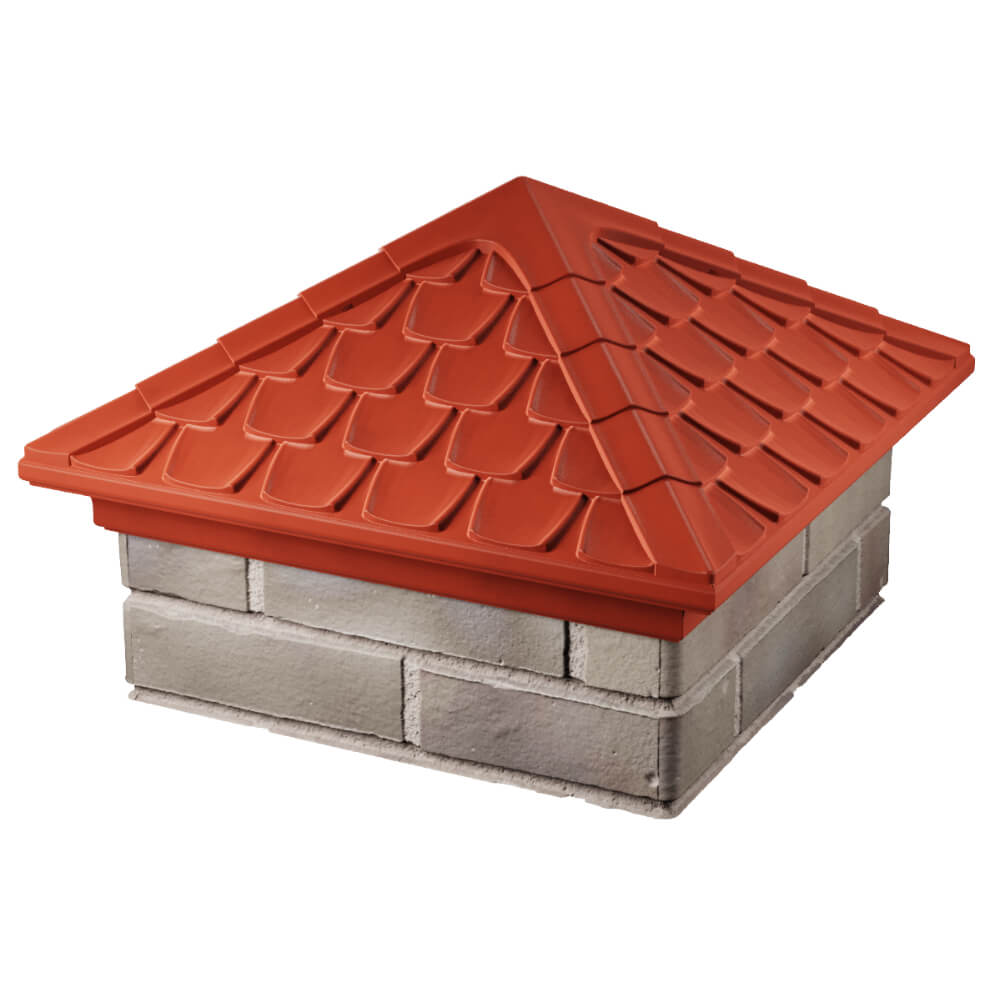 Колпак Zking Эльбрус Красный на столб 1.5х1.5 кирпича (385х385мм) в Калуге фото