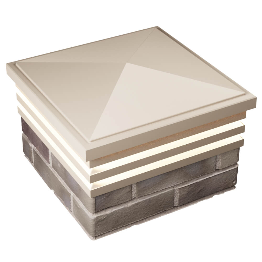 Колпак Zking Бона ХайТек Бежевый на столб 1.5х1.5 кирпича (385х385мм) с подсветкой в Калуге фото