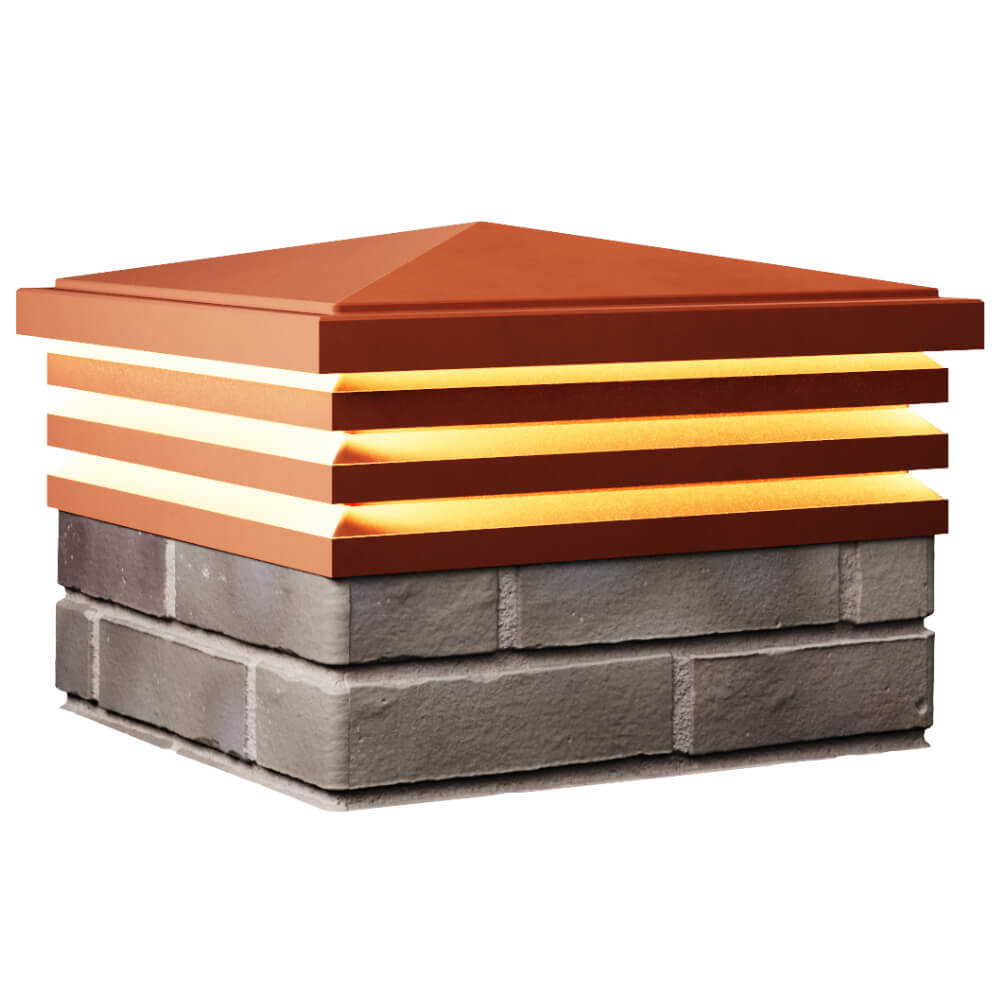 Колпак Zking Бона ХайТек Красный на столб 1.5х1.5 кирпича (385х385мм) с подсветкой в Калуге фото