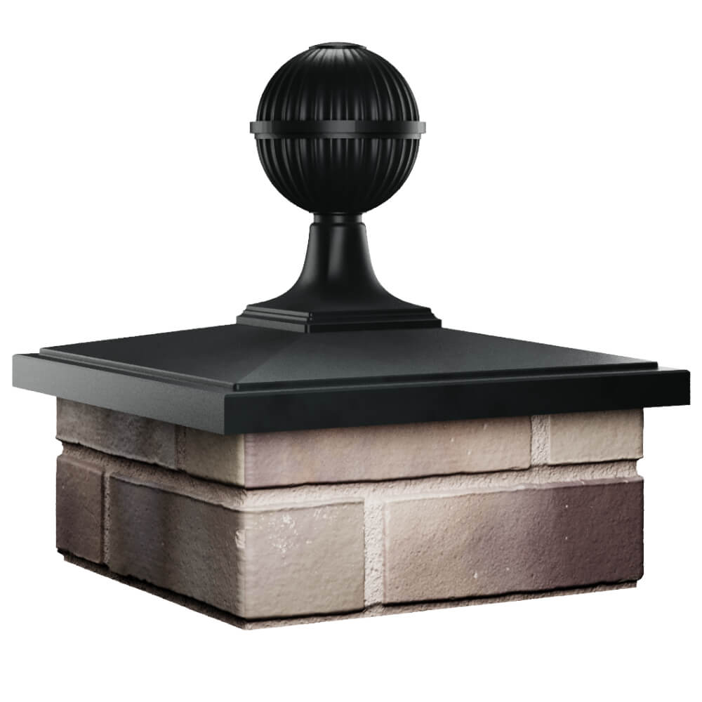 Колпак Zking БонаМоно Черный с шаром на столб 1.5х1.5 кирпича (385х385, 400х400мм) в сборе в Калуге фото