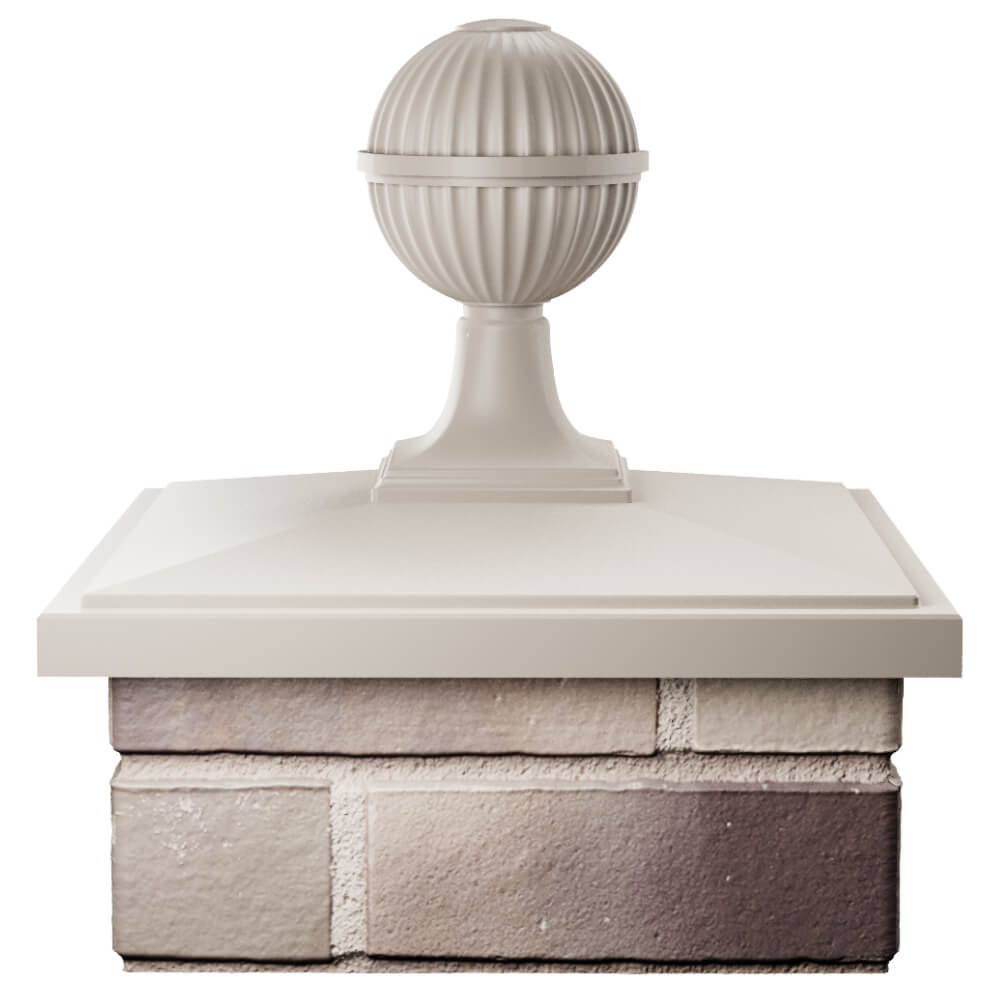 Колпак Zking БонаМоно Бежевый с шаром на столб 1.5х1.5 кирпича (385х385, 400х400мм) в сборе Калуга фото