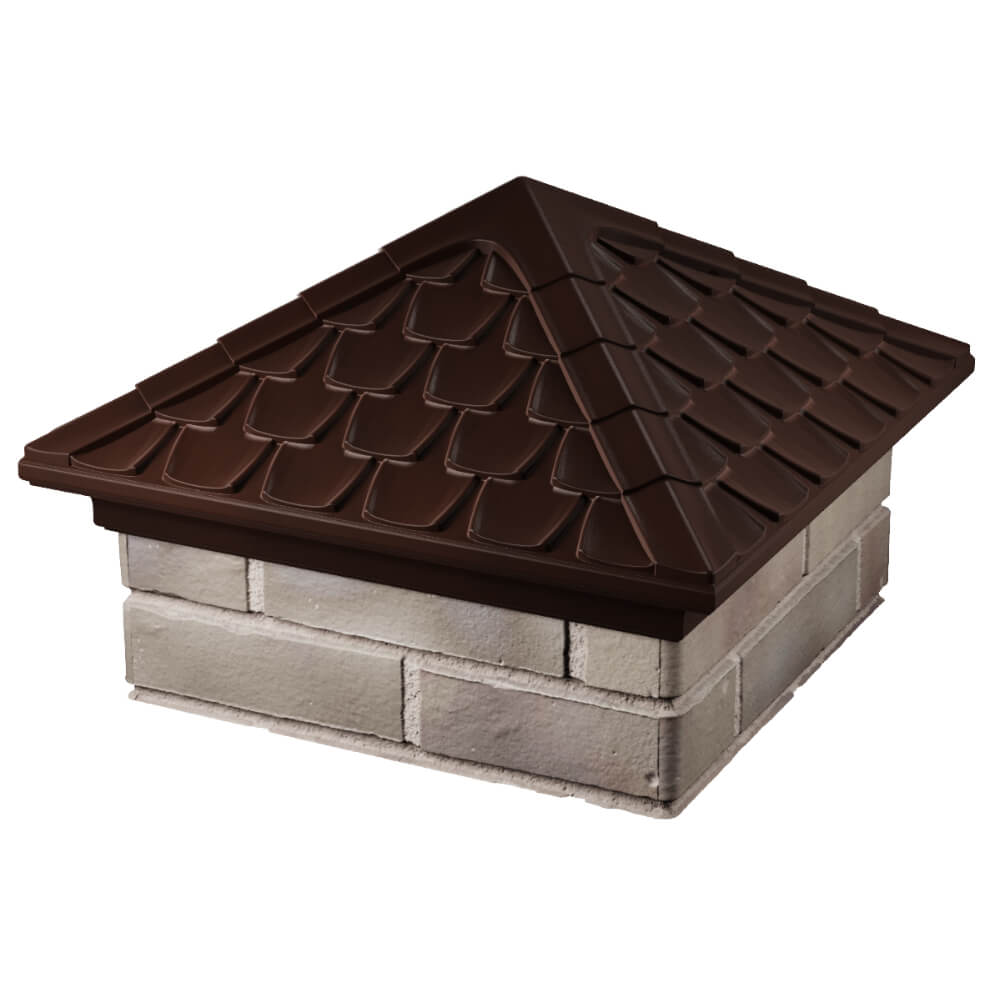 Колпак Zking Эльбрус Коричневый на столб 1.5х1.5 кирпича (385х385мм) в Калуге фото