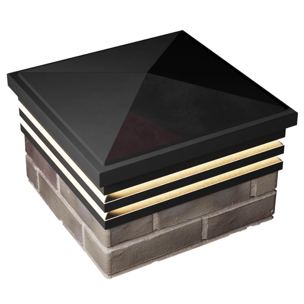 Колпак Zking Бона ХайТек Черный на столб 1.5х1.5 кирпича (385х385мм) с подсветкой в Калуге фото