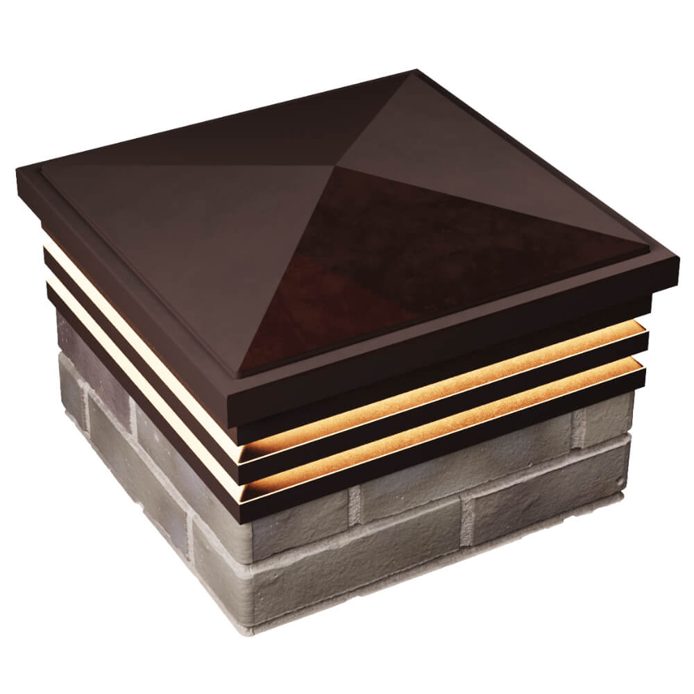 Колпак Zking Бона ХайТек Коричневый на столб 1.5х1.5 кирпича (385х385мм) с подсветкой в Калуге фото