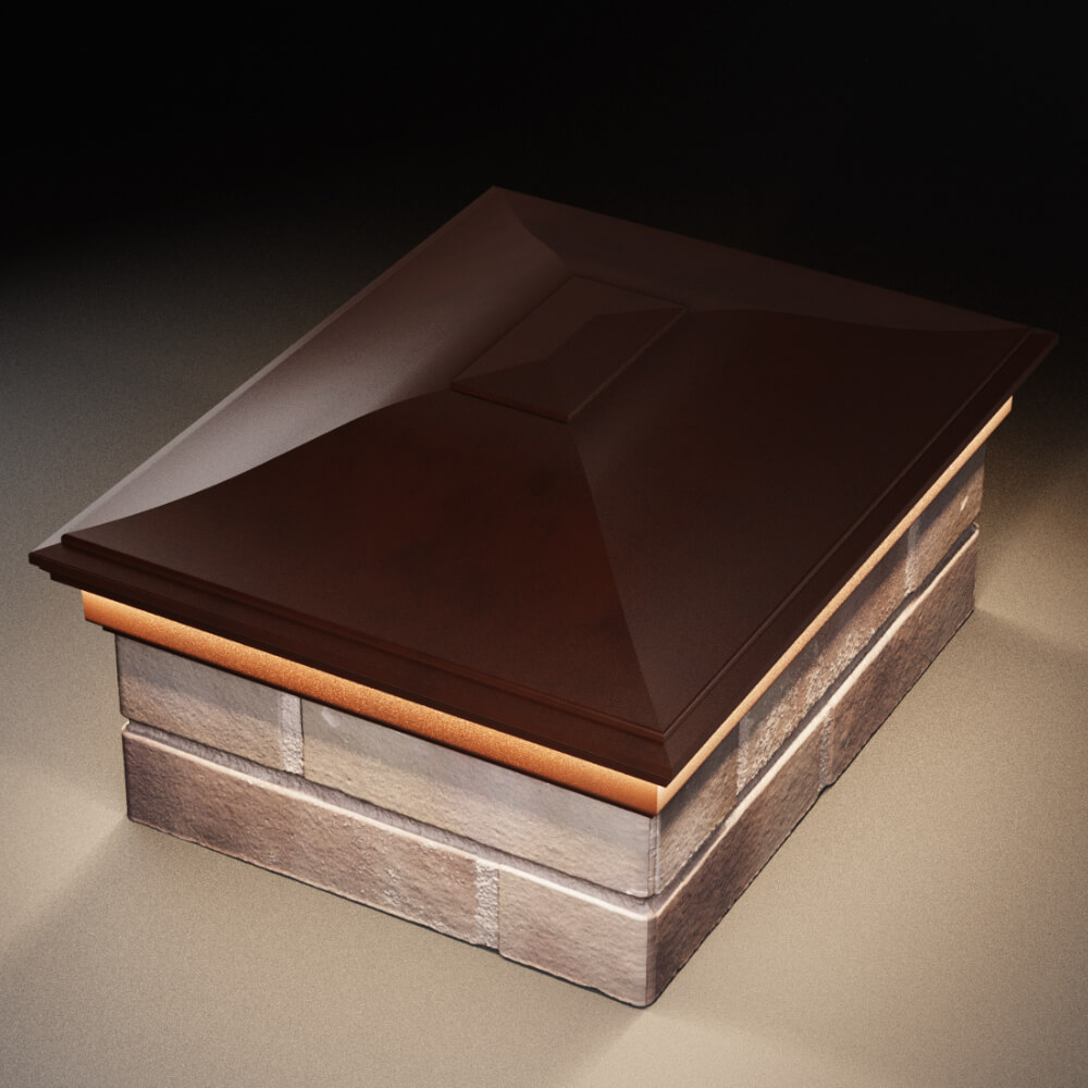 Колпак Zking Монблан Коричневый на столб 2х1.5 кирпича (515х385мм) c подсветкой в Калуге фото