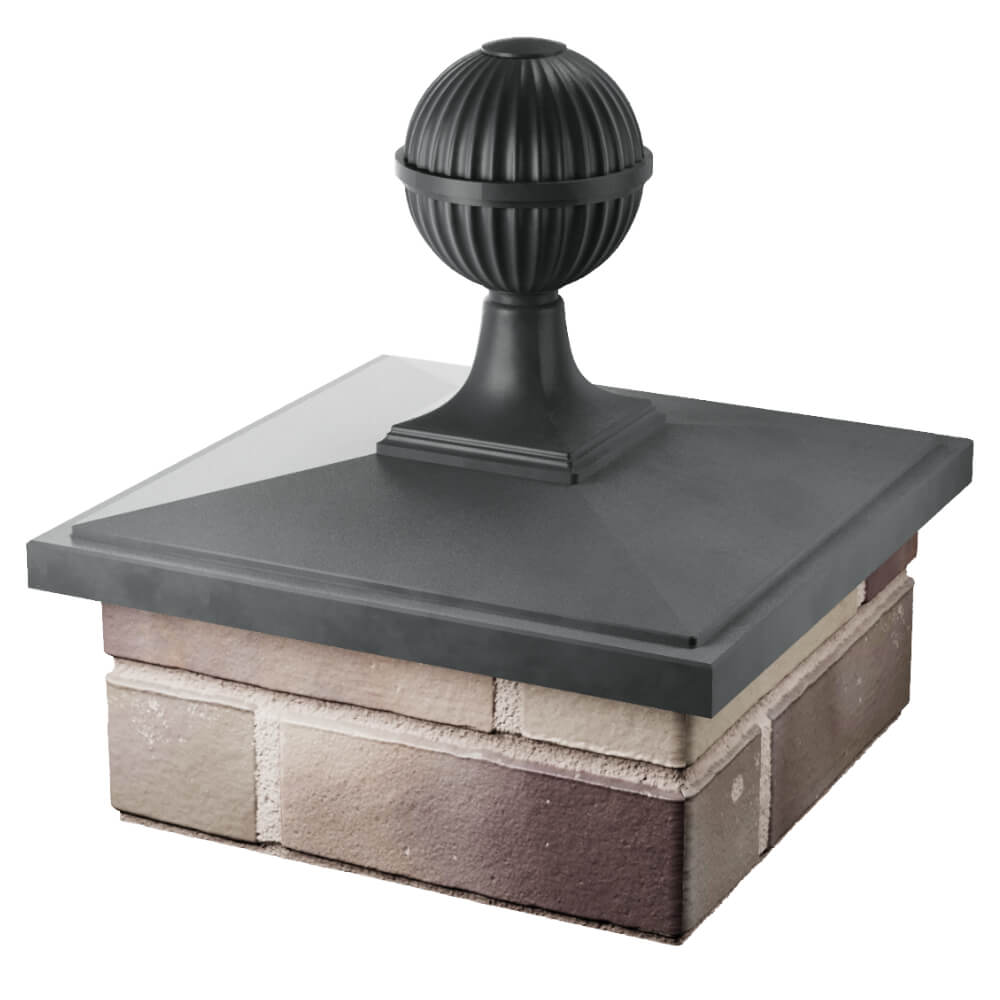 Колпак Zking БонаМоно Серый с шаром на столб 1.5х1.5 кирпича (385х385, 400х400мм) в сборе в Калуге фото