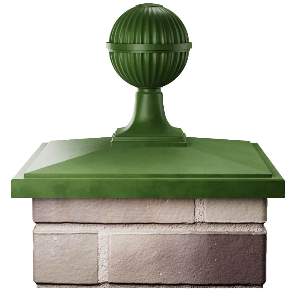 Колпак Zking БонаМоно Зеленый с шаром на столб 1.5х1.5 кирпича (385х385, 400х400мм) в сборе Калуга фото