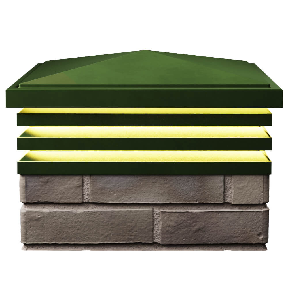 Колпак Zking Бона ХайТек Зеленый на столб 1.5х1.5 кирпича (385х385мм) с подсветкой в Калуге фото