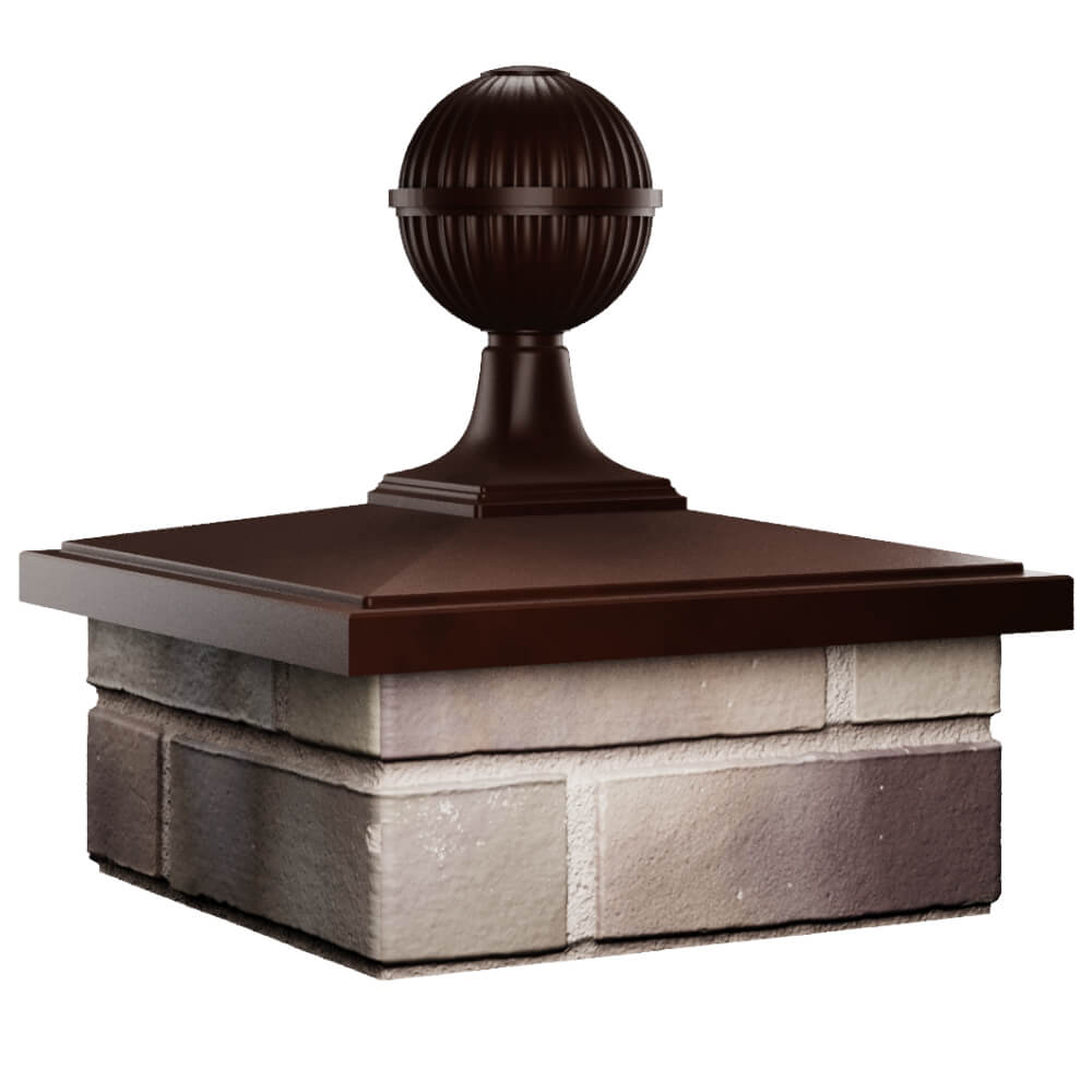 Колпак Zking БонаМоно Коричневый с шаром на столб 1.5х1.5 кирпича (385х385, 400х400мм) в сборе в Калуге фото