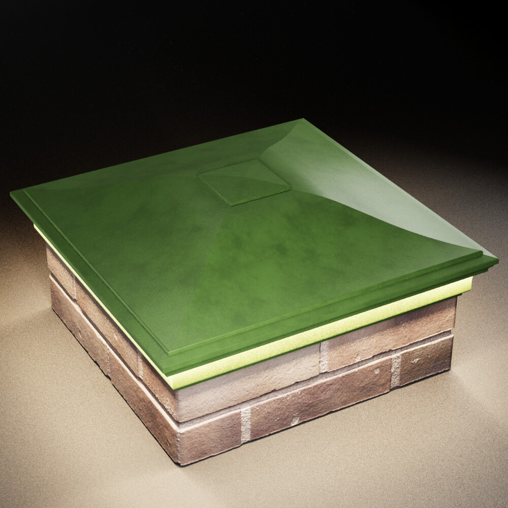 Колпак Zking Монблан Зеленый на столб 2х2 кирпича (515х515мм) c подсветкой в Калуге фото