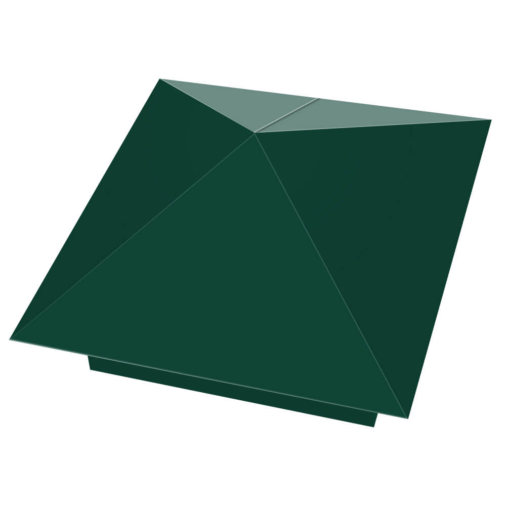 Колпак металлический 390х390мм RAL6005 Зеленый Мох заборный Калуга фото