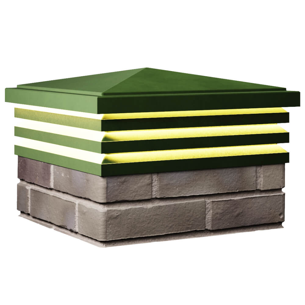 Колпак Zking Бона ХайТек Зеленый на столб 1.5х1.5 кирпича (385х385мм) с подсветкой в Калуге фото