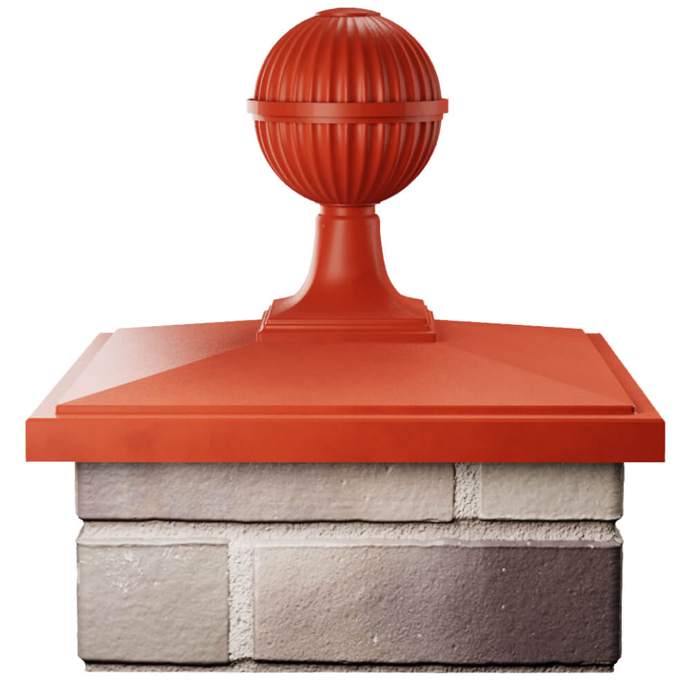 Колпак Zking БонаМоно Красный с шаром на столб 1.5х1.5 кирпича (385х385, 400х400мм) в сборе Калуга фото
