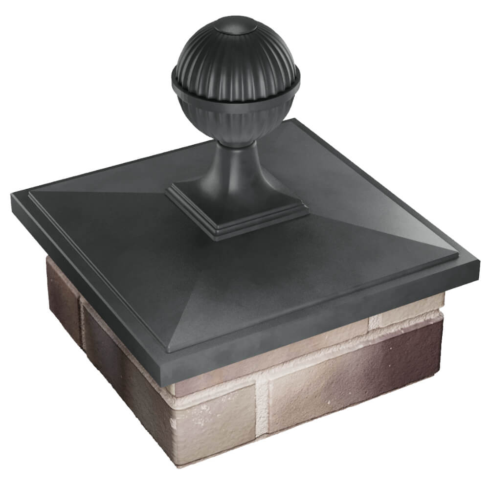 Колпак Zking БонаМоно Серый с шаром на столб 1.5х1.5 кирпича (385х385, 400х400мм) в сборе в Калуге фото