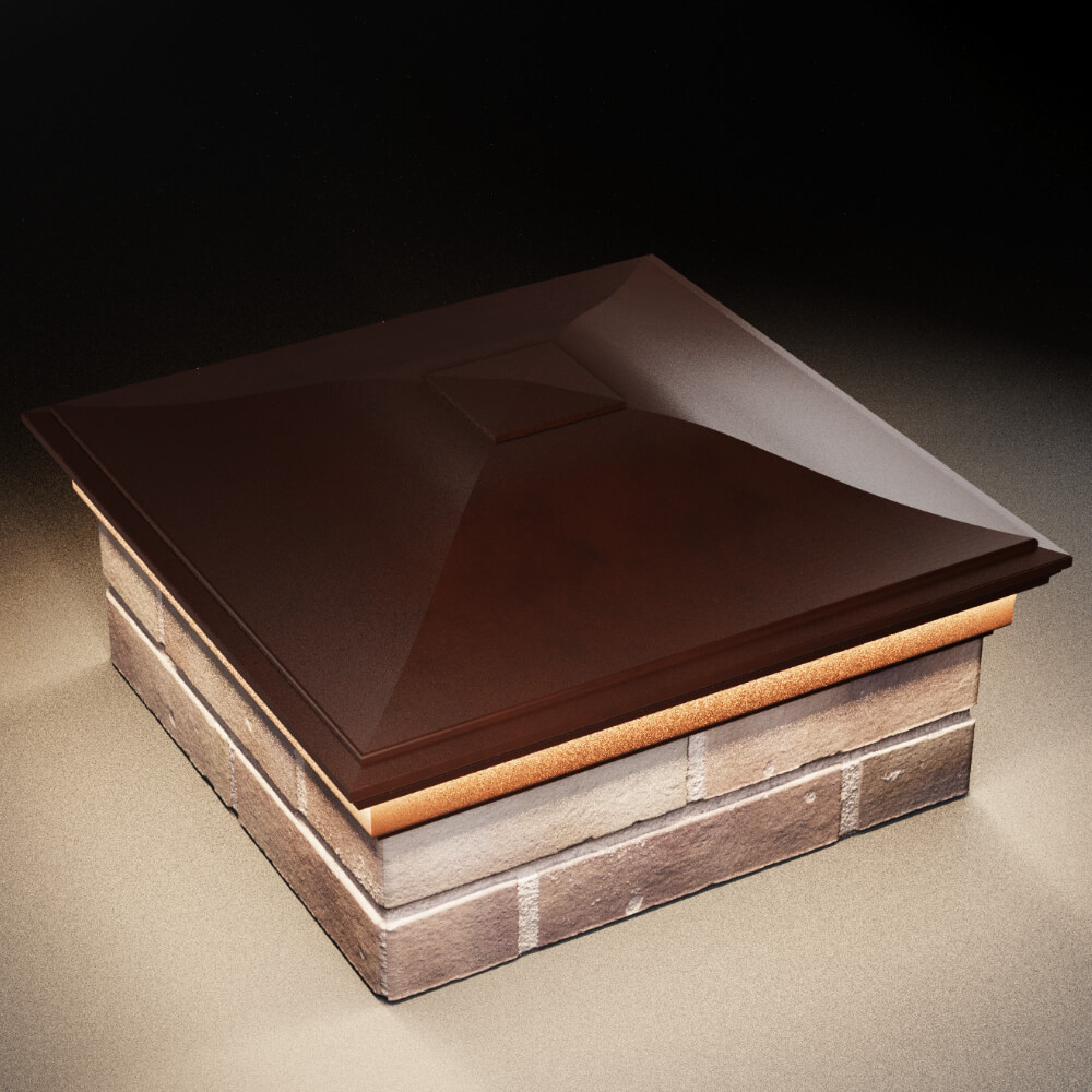 Колпак Zking Монблан Коричневый на столб 2х2 кирпича (515х515мм) c подсветкой в Калуге фото