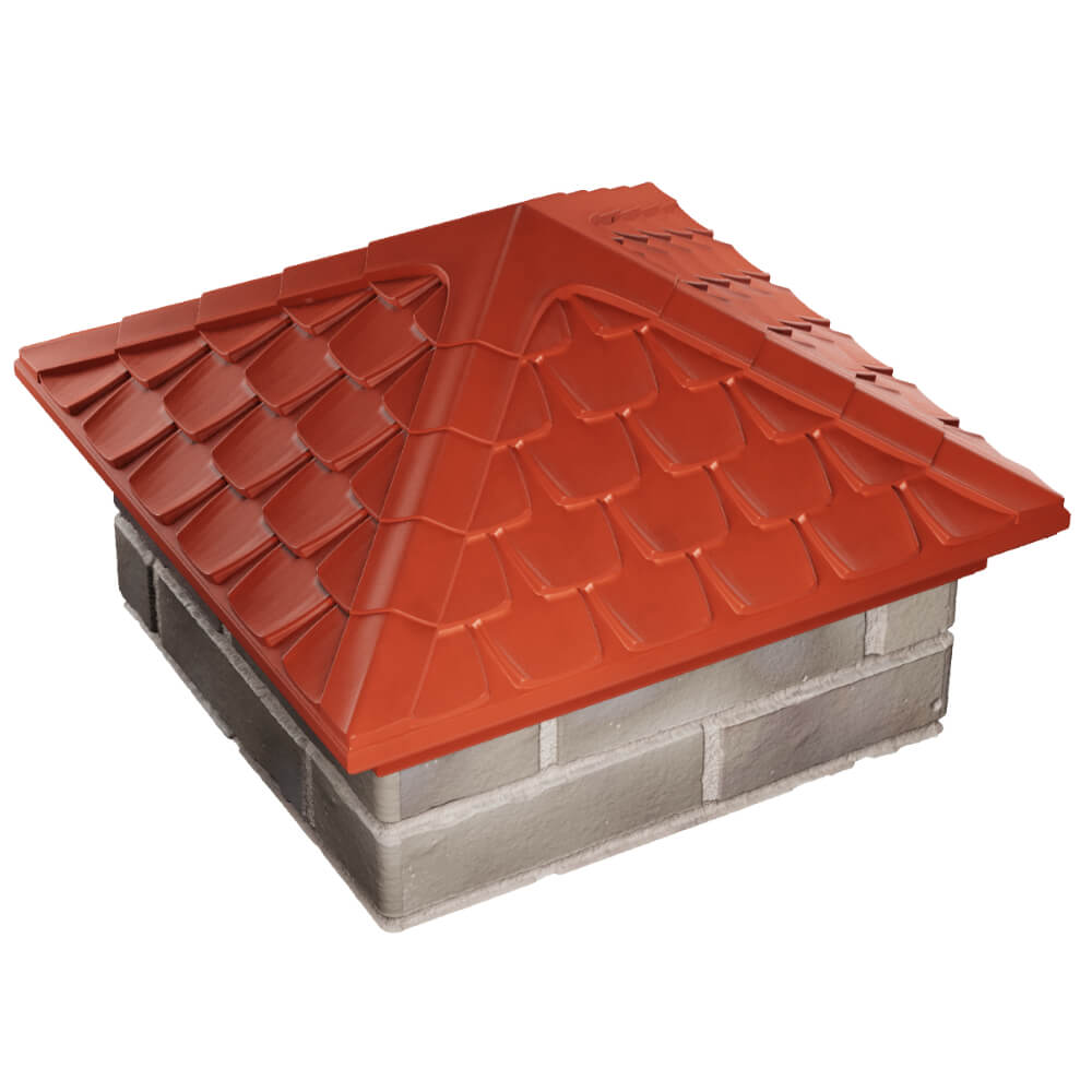 Колпак Zking Эльбрус Красный на столб 1.5х1.5 кирпича (385х385мм) в Калуге фото