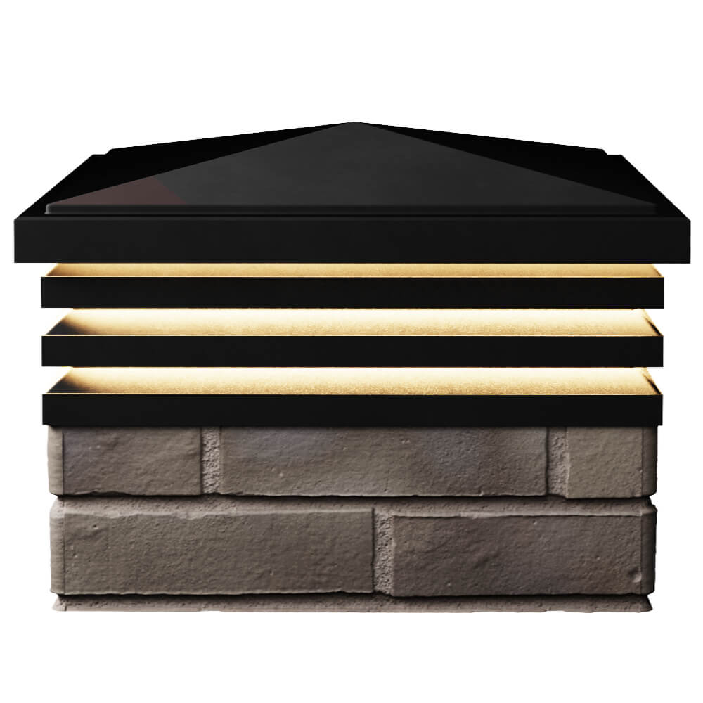 Колпак Zking Бона ХайТек Черный на столб 1.5х1.5 кирпича (385х385мм) с подсветкой в Калуге фото