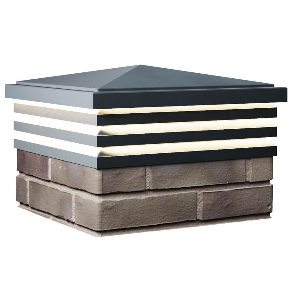 Колпак Zking Бона ХайТек Серый на столб 1.5х1.5 кирпича (385х385мм) с подсветкой в Калуге фото