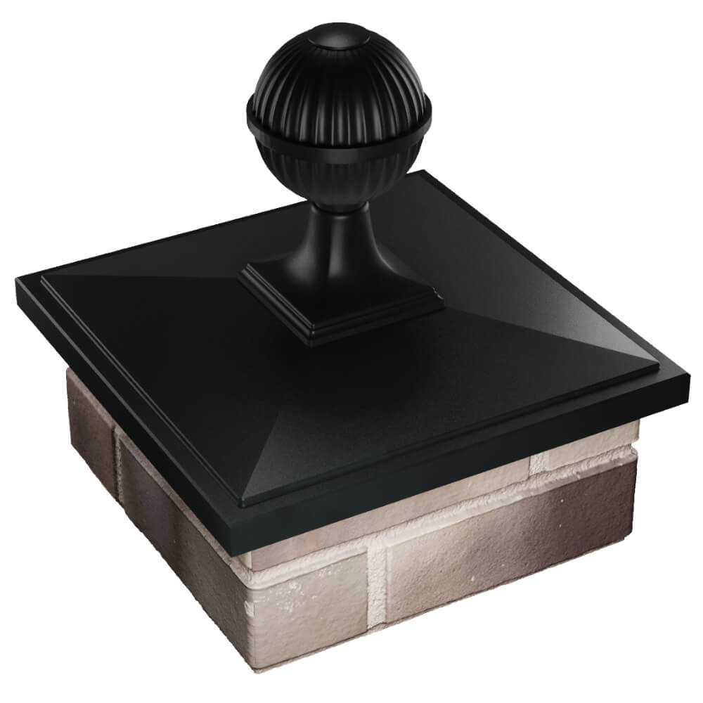 Колпак Zking БонаМоно Черный с шаром на столб 1.5х1.5 кирпича (385х385, 400х400мм) в сборе в Калуге фото