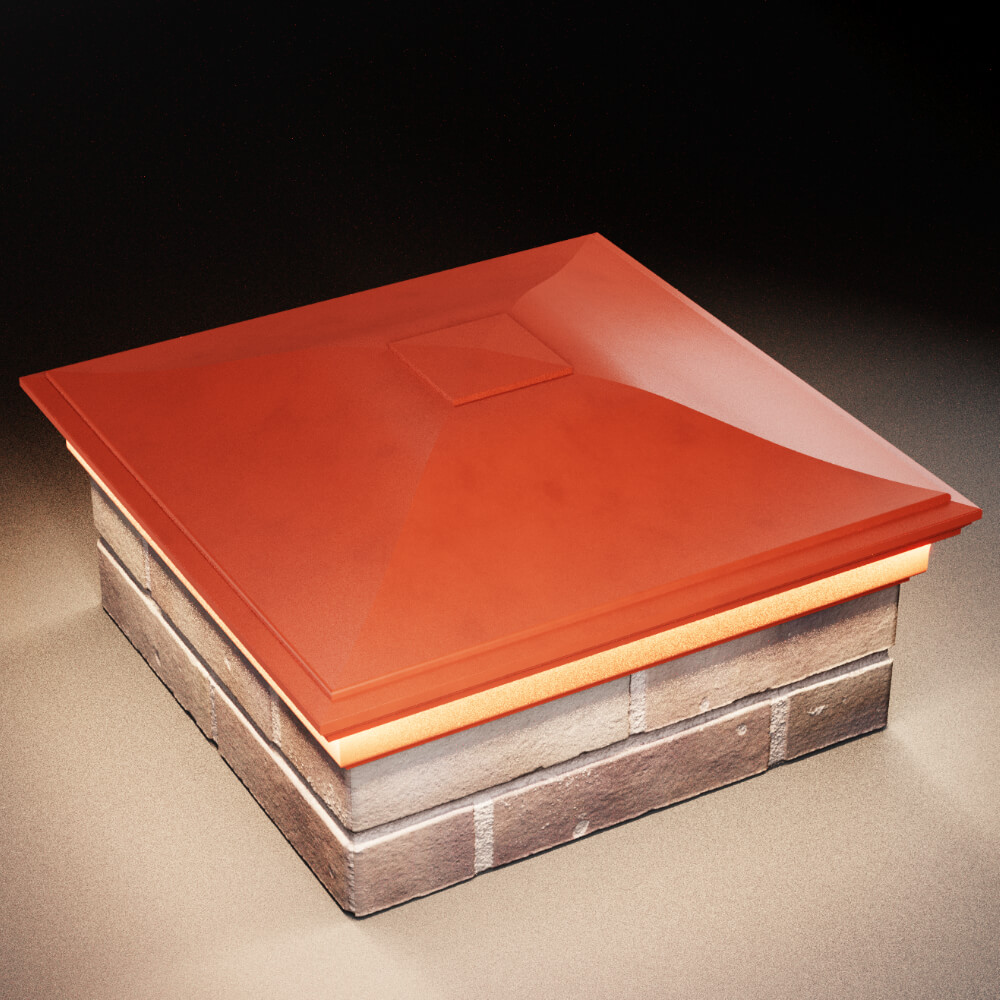 Колпак Zking Монблан Красный на столб 2х2 кирпича (515х515мм) c подсветкой в Калуге фото