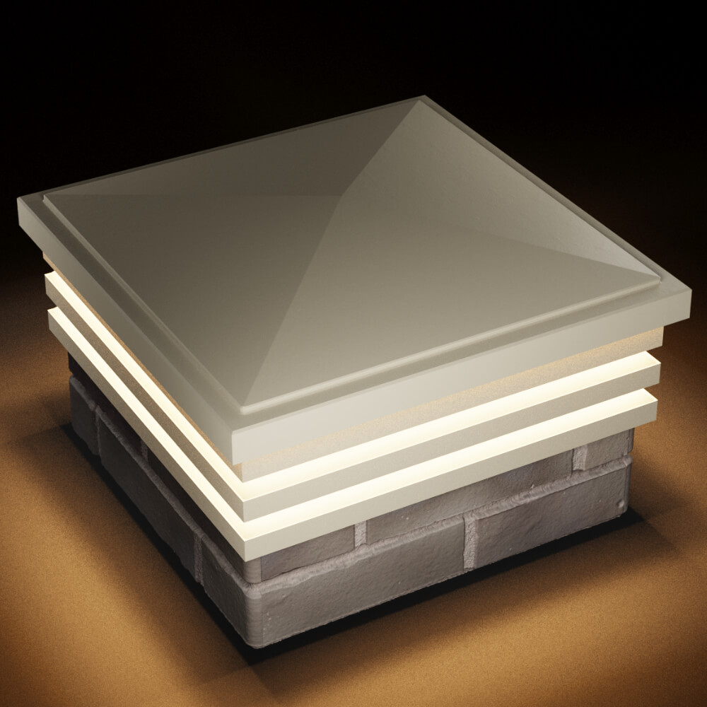 Колпак Zking Бона ХайТек Бежевый на столб 1.5х1.5 кирпича (385х385мм) с подсветкой в Калуге фото