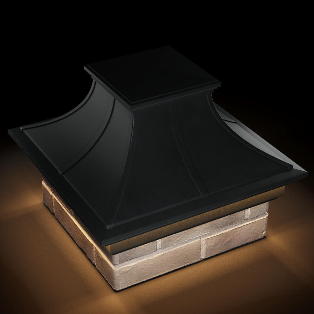 Колпак Zking Монблан Премиум Черный на столб 1.5х1.5 кирпича (385х385мм) с подсветкой в Калуге фото