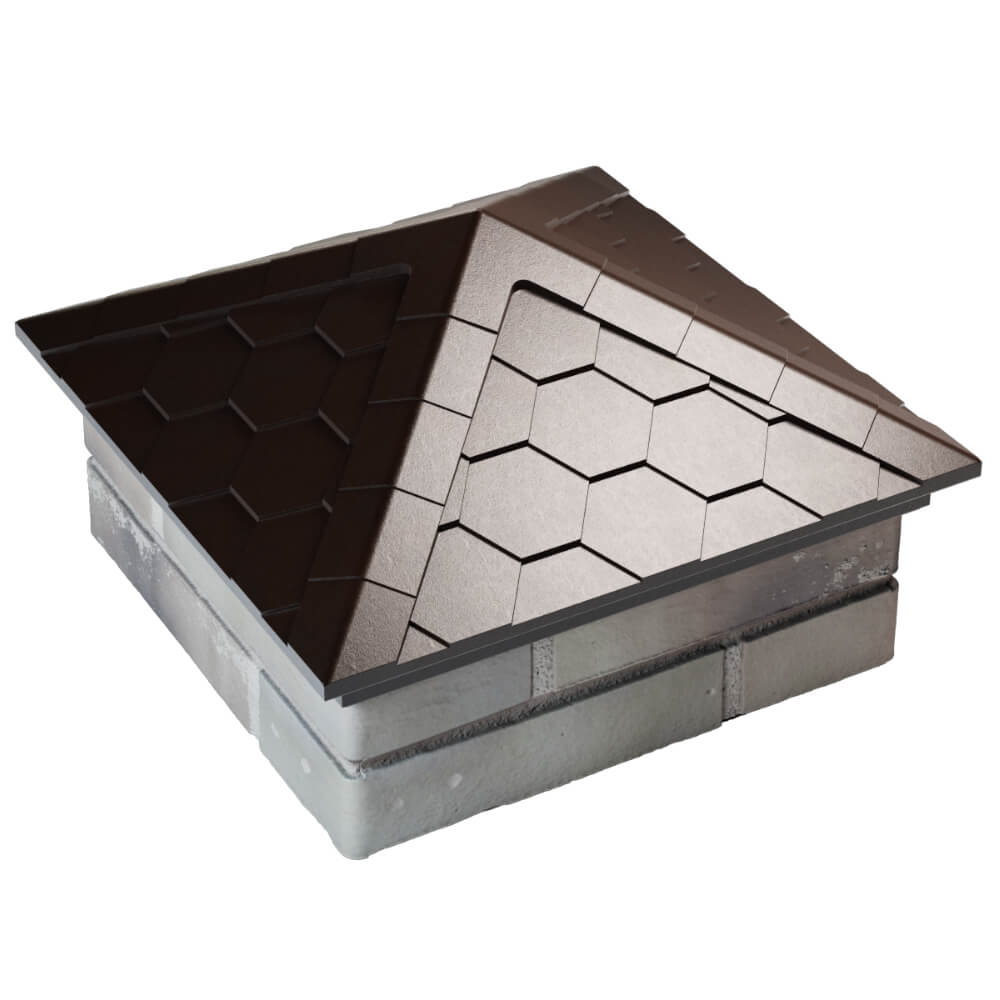 Колпак Zking Эверест Коричневый на столб 1.5х1.5 кирпича (390х390мм) в Калуге фото