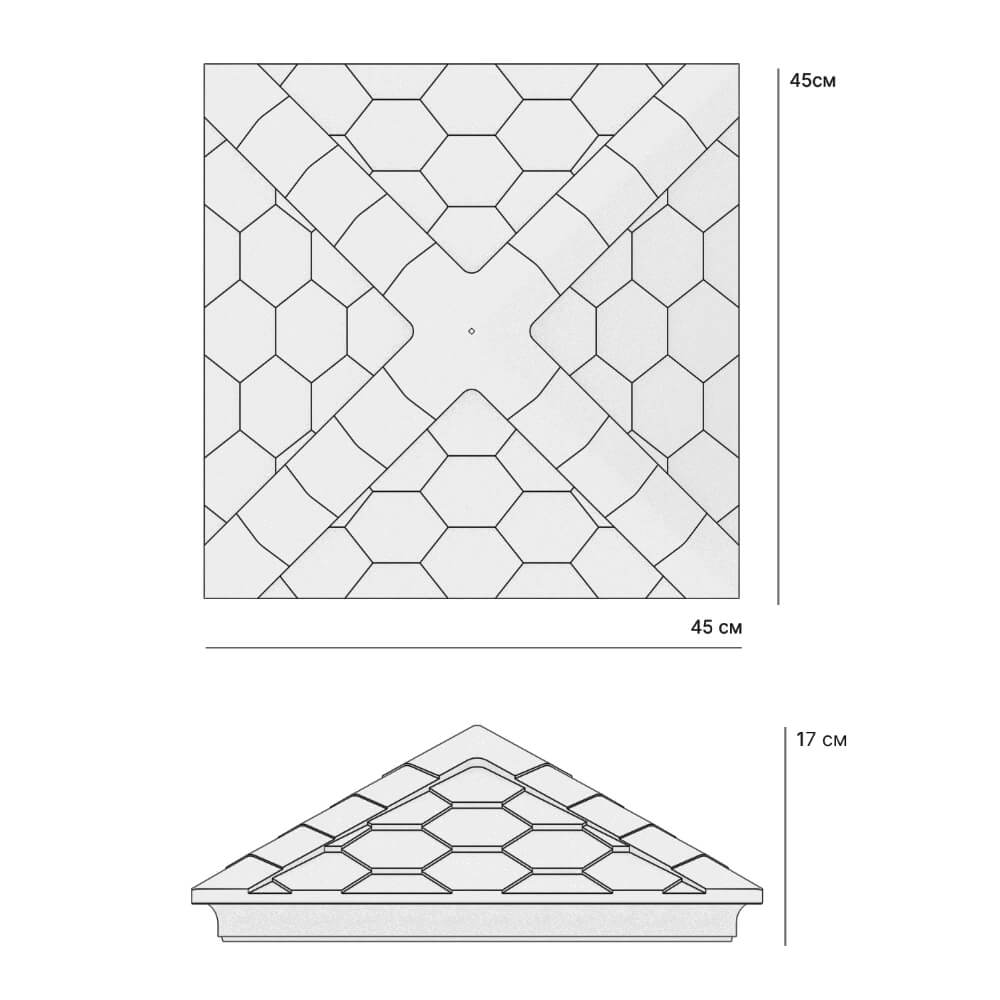 Колпак Zking Эверест Серый на столб 1.5х1.5 кирпича (390х390мм) в Калуге фото