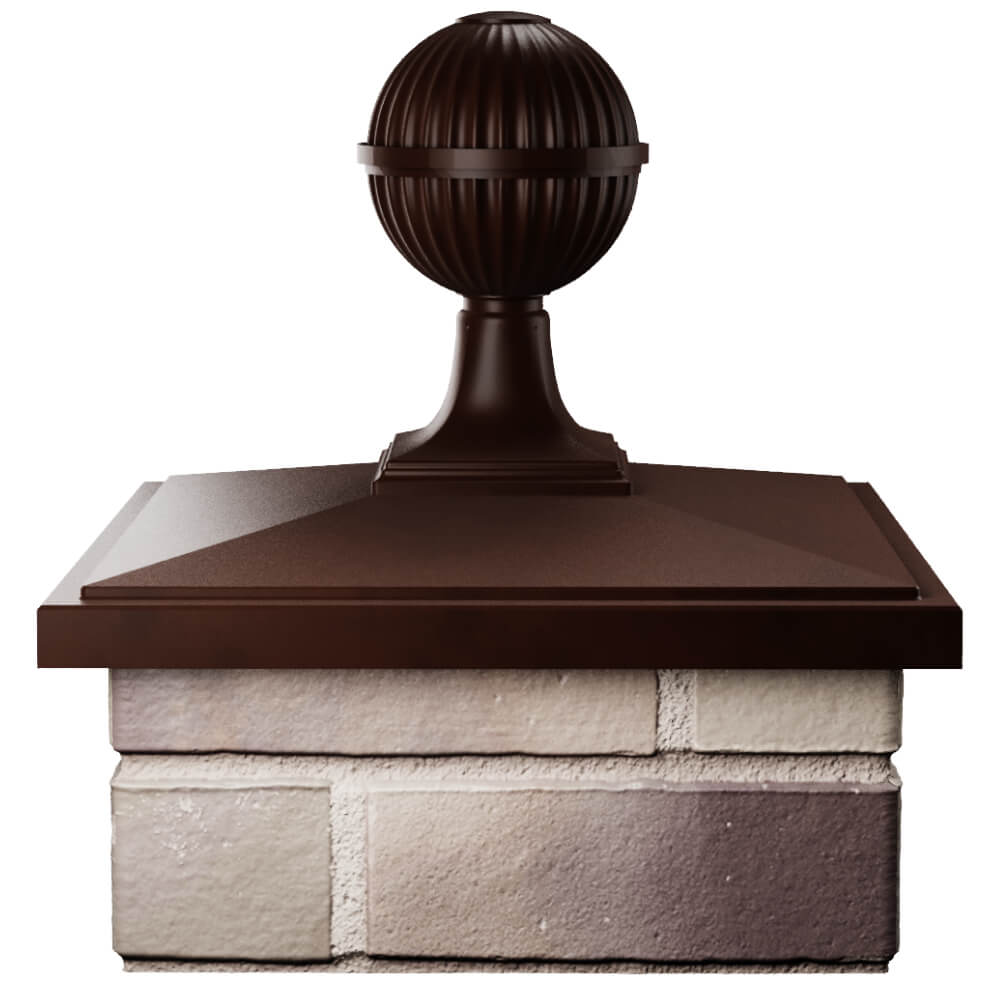 Колпак Zking БонаМоно Коричневый с шаром на столб 1.5х1.5 кирпича (385х385, 400х400мм) в сборе Калуга фото