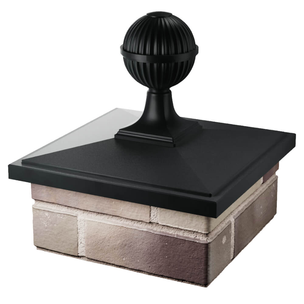 Колпак Zking БонаМоно Черный с шаром на столб 1.5х1.5 кирпича (385х385, 400х400мм) в сборе в Калуге фото