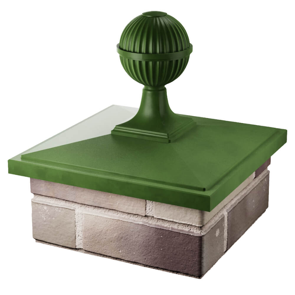 Колпак Zking БонаМоно Зеленый с шаром на столб 1.5х1.5 кирпича (385х385, 400х400мм) в сборе в Калуге фото