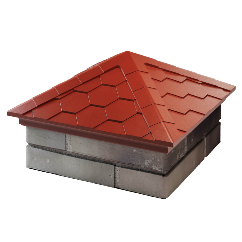 Колпак Zking Эверест Красный на столб 1.5х1.5 кирпича (390х390мм) в Калуге фото