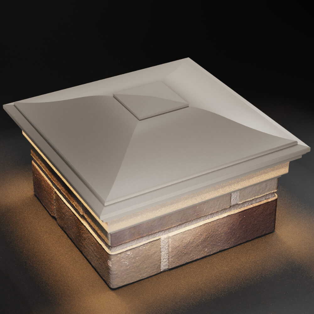 Колпак Zking Монблан Бежевый на столб 1.5х1.5 кирпича (385х385мм) с подсветкой в Калуге фото