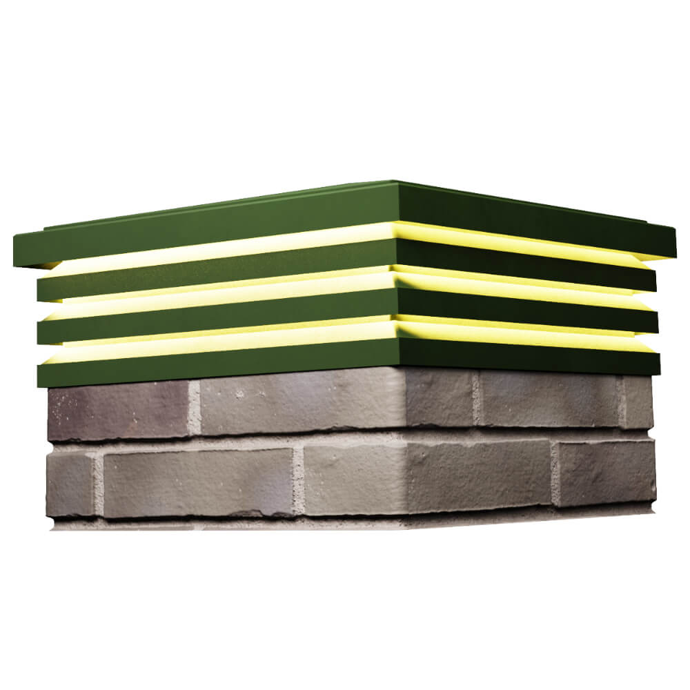 Колпак Zking Бона ХайТек Зеленый на столб 1.5х1.5 кирпича (385х385мм) с подсветкой в Калуге фото