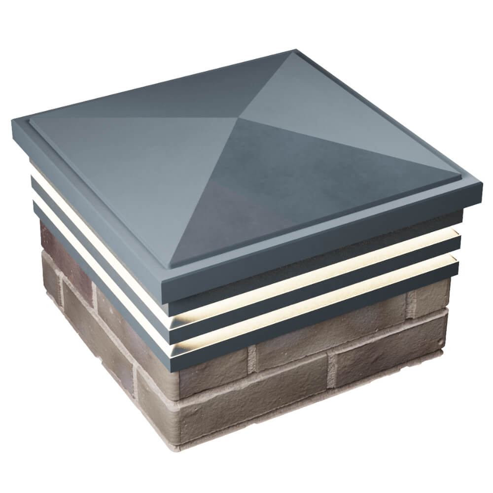 Колпак Zking Бона ХайТек Серый на столб 1.5х1.5 кирпича (385х385мм) с подсветкой в Калуге фото