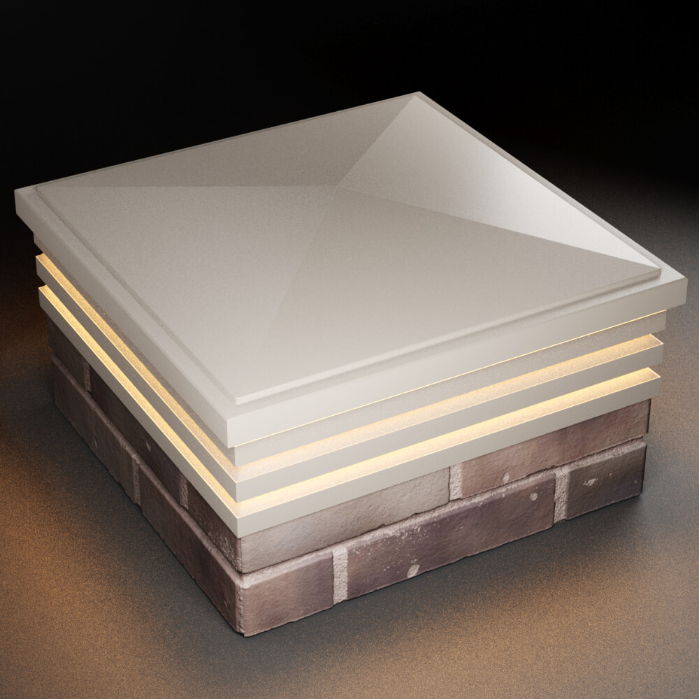 Колпак Zking Бона ХайТек Бежевый на столб 2х2 кирпича (513х513мм) с подсветкой в Калуге фото