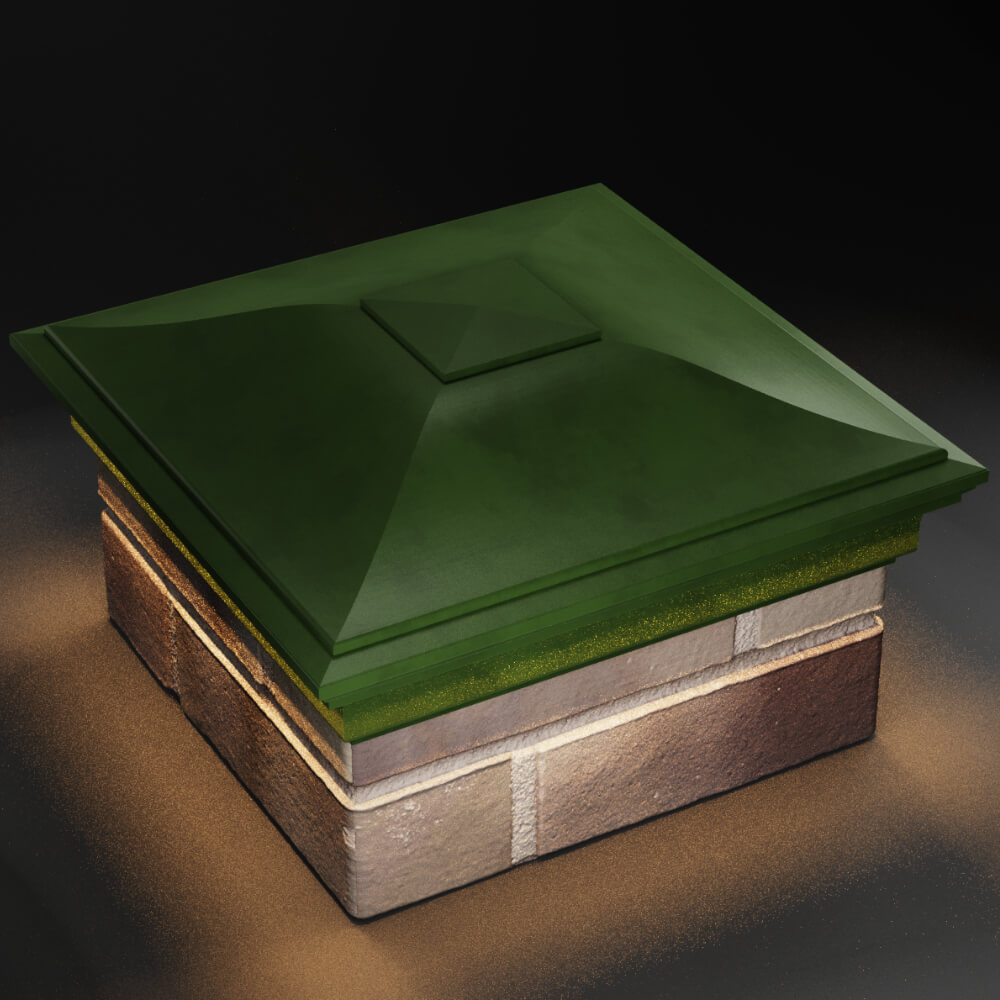 Колпак Zking Монблан Зеленый на столб 1.5х1.5 кирпича (385х385мм) с подсветкой в Калуге фото