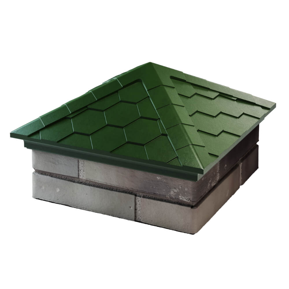 Колпак Zking Эверест Зеленый на столб 1.5х1.5 кирпича (390х390мм) в Калуге фото