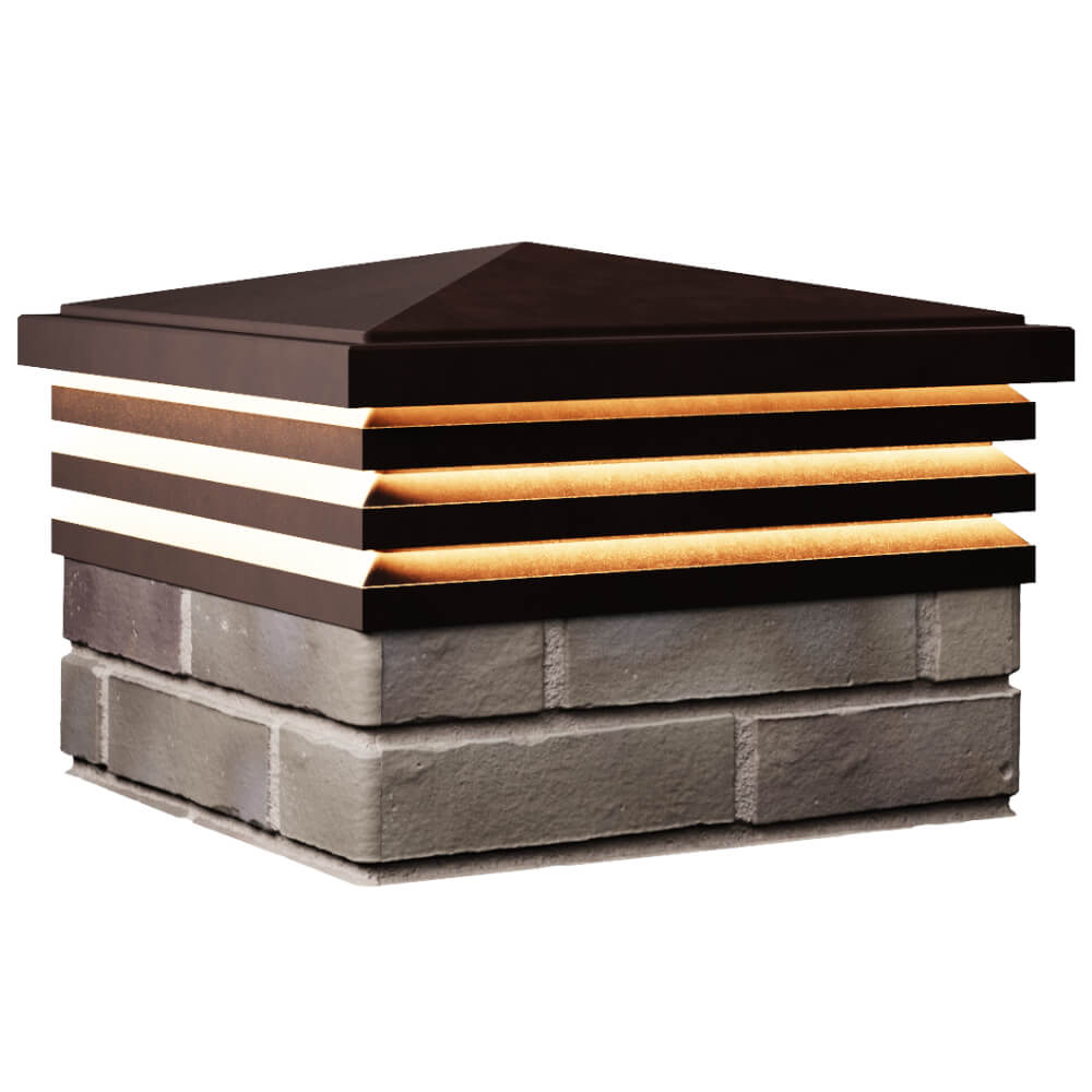 Колпак Zking Бона ХайТек Коричневый на столб 1.5х1.5 кирпича (385х385мм) с подсветкой в Калуге фото