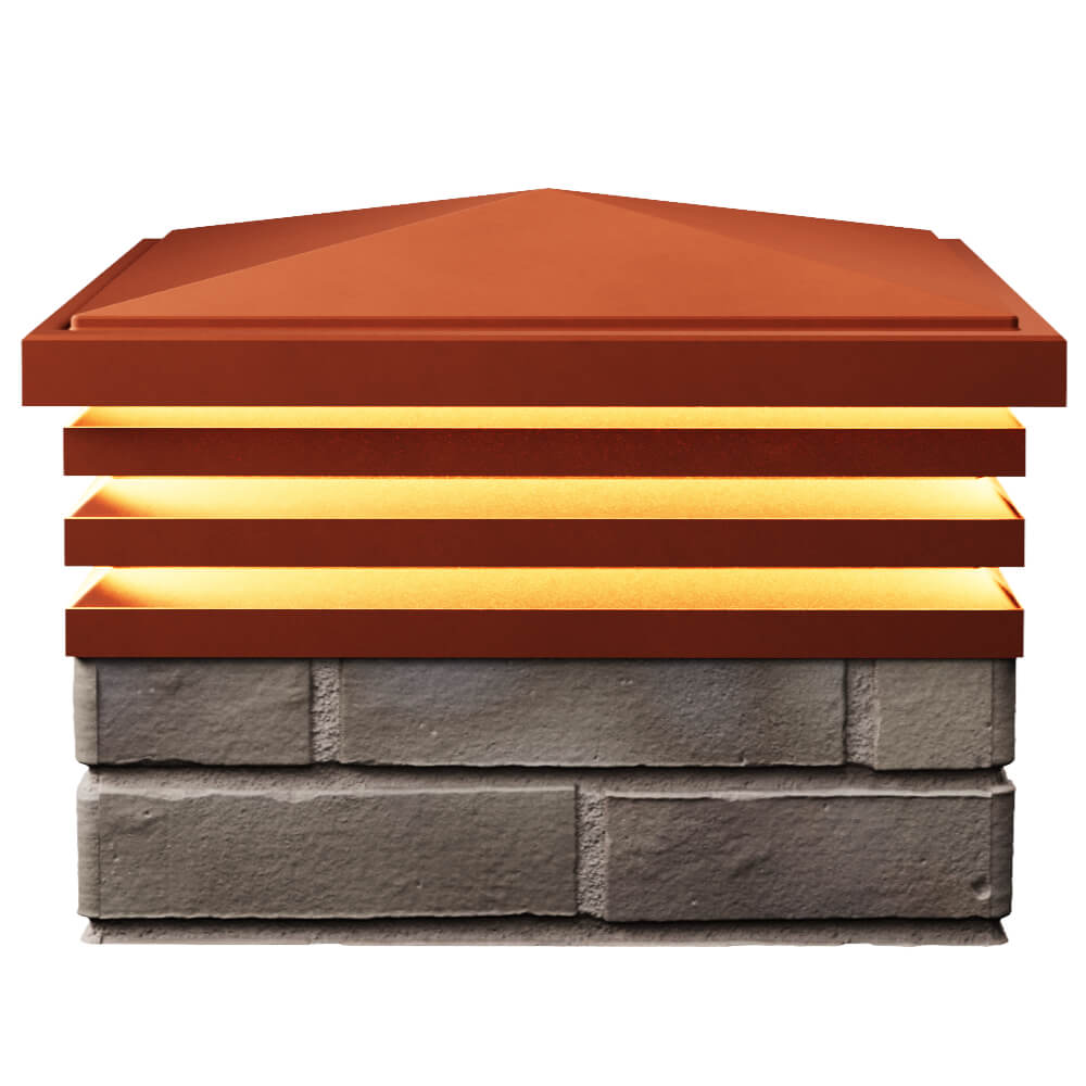 Колпак Zking Бона ХайТек Красный на столб 1.5х1.5 кирпича (385х385мм) с подсветкой в Калуге фото