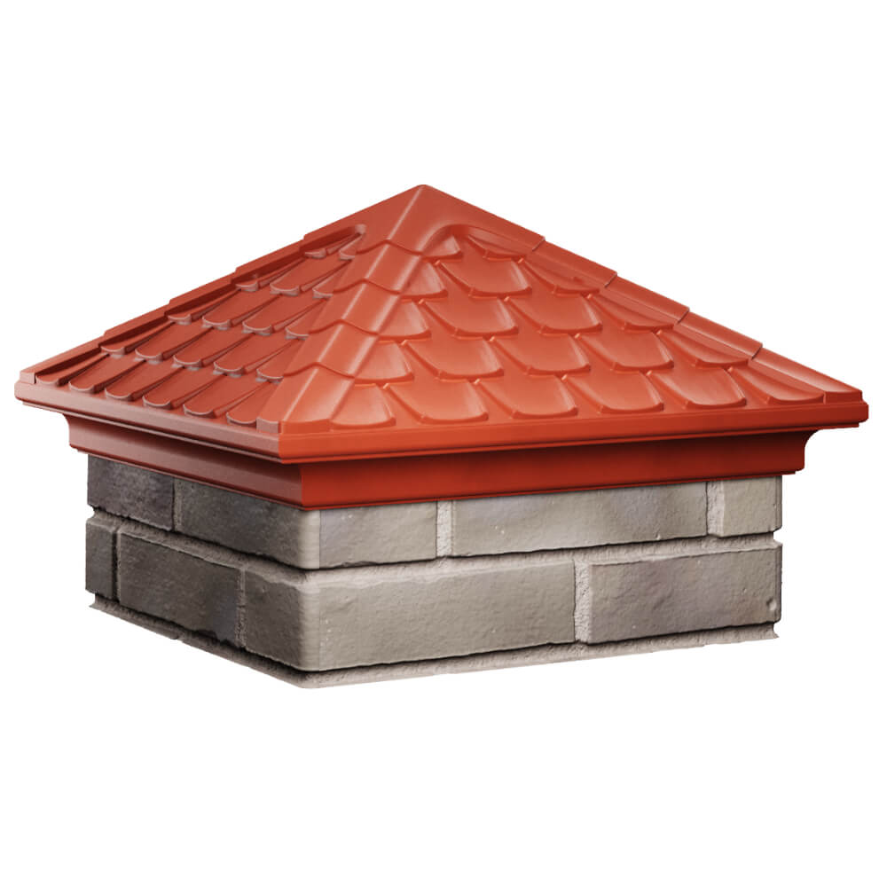 Колпак Zking Эльбрус Красный на столб 1.5х1.5 кирпича (385х385мм) в Калуге фото