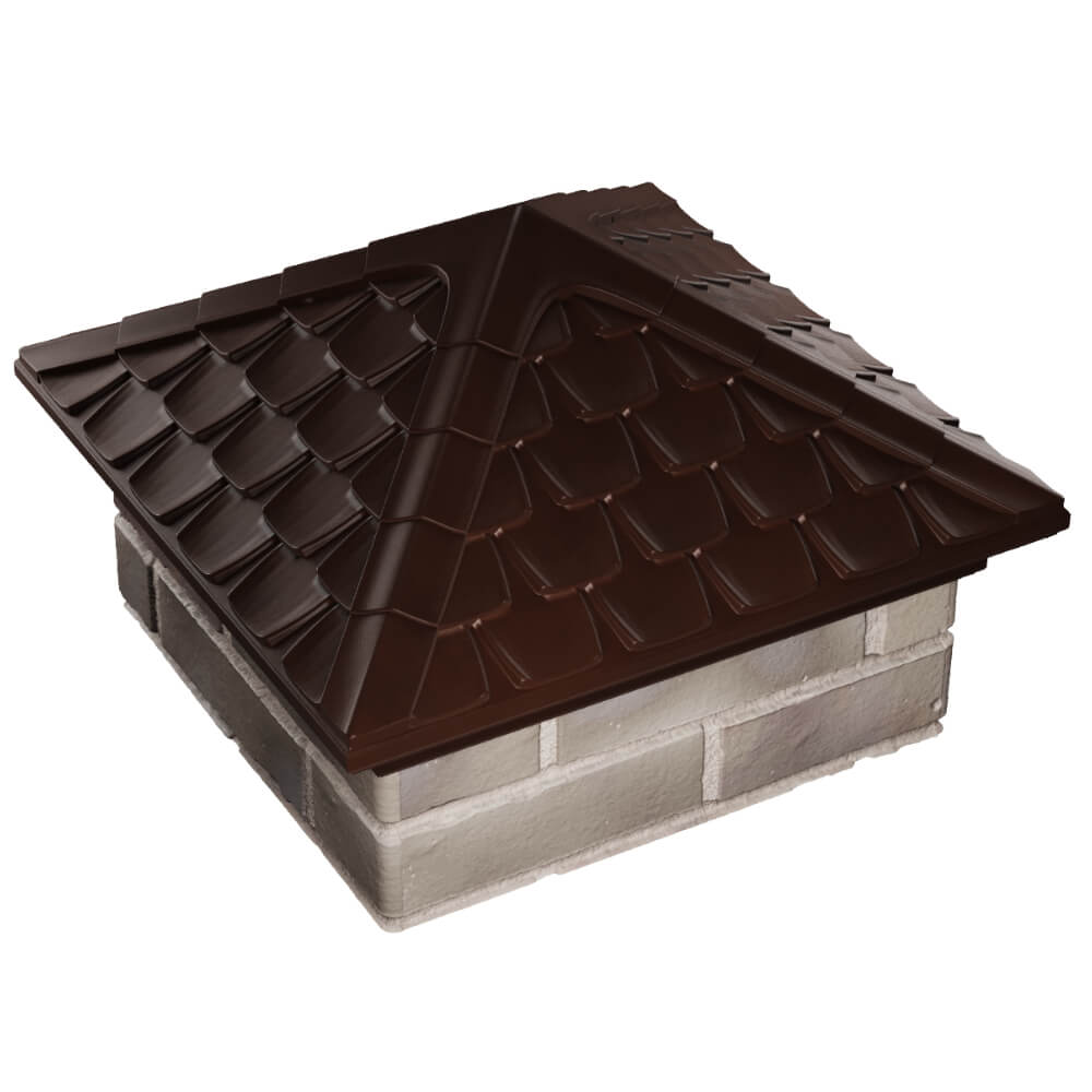 Колпак Zking Эльбрус Коричневый на столб 1.5х1.5 кирпича (385х385мм) в Калуге фото