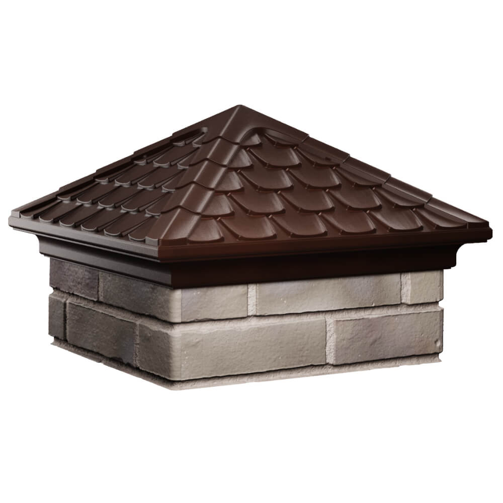 Колпак Zking Эльбрус Коричневый на столб 1.5х1.5 кирпича (385х385мм) в Калуге фото