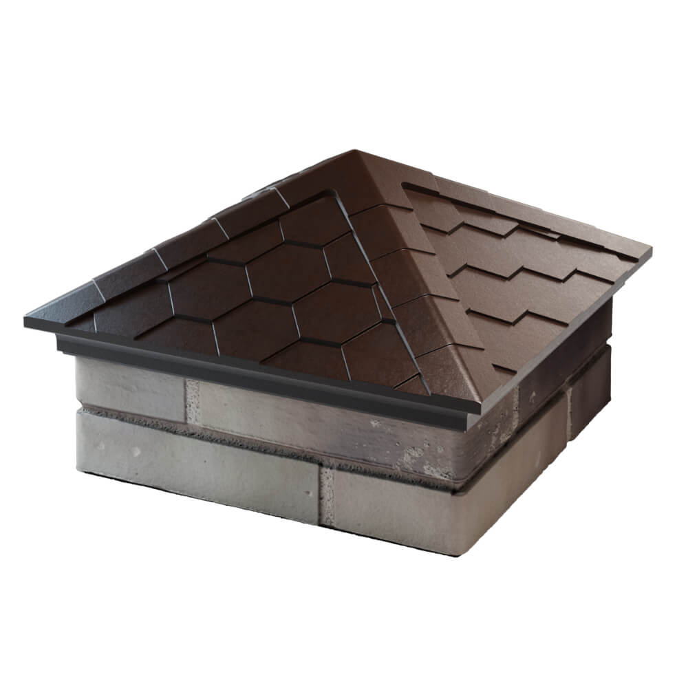 Колпак Zking Эверест Коричневый на столб 1.5х1.5 кирпича (390х390мм) в Калуге фото