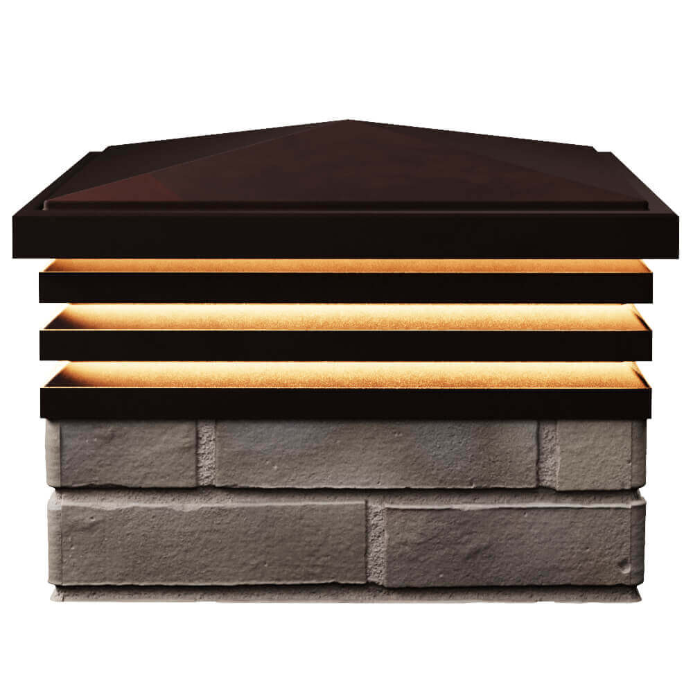 Колпак Zking Бона ХайТек Коричневый на столб 1.5х1.5 кирпича (385х385мм) с подсветкой в Калуге фото